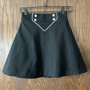 Vintage 60’s Union made poly knit Black A-Line Skirt with Contrast Piping